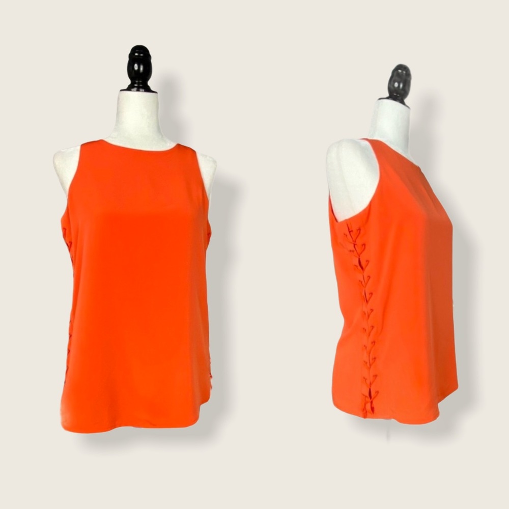 Ralph Lauren Orange Sleeveless Shoelace Stitch Top